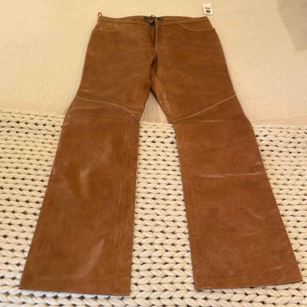 Vintage NWT Y2K/ 90s GAP Leather Brown Flare Pants